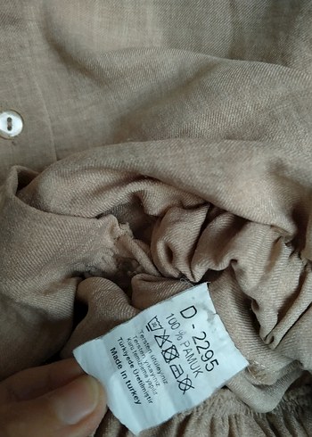 Bej Kısa Kollu Keten Gömlek - Görsel 6