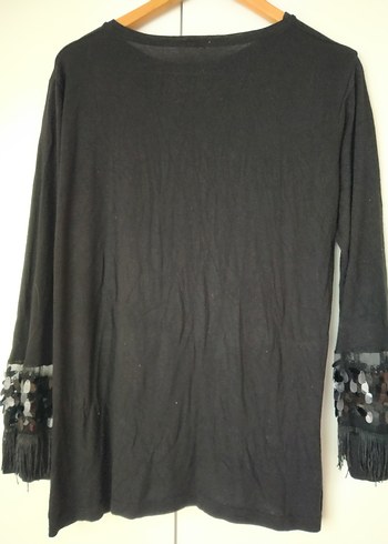 Püsküllü Siyah Uzun Kollu Kadın Bluz - Görsel 2