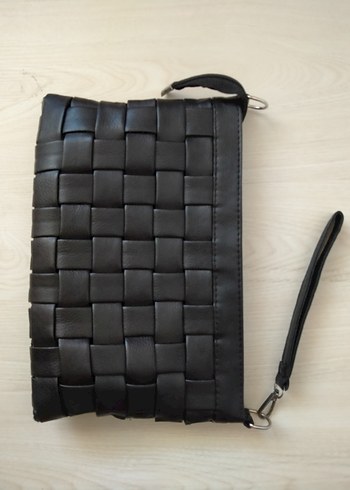 Siyah Deri Kare Desenli Kemerli Kadın Çanta - Görsel 3