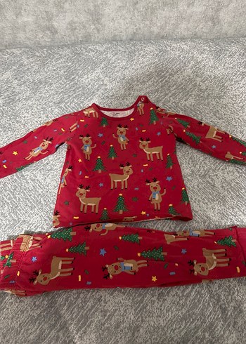 Çocuk Kırmızı Baskılı Polar Pijama Takımı - Görsel 2