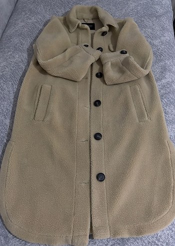 Bej Düğmeli Kadın Midi Ceket - Görsel 2