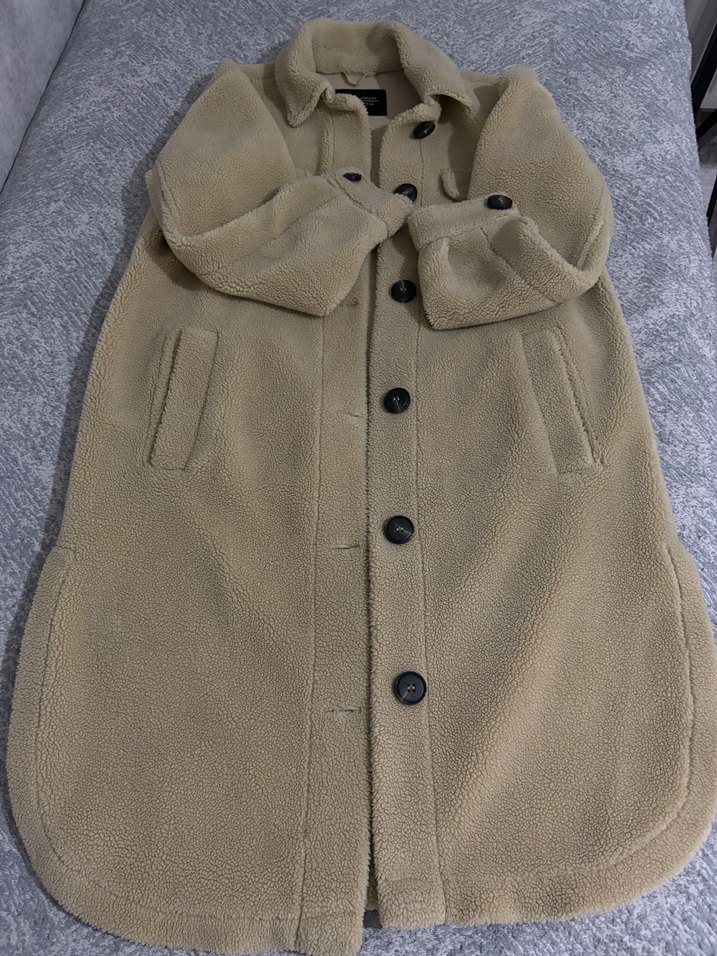 Bej Düğmeli Kadın Midi Ceket - Görsel 2