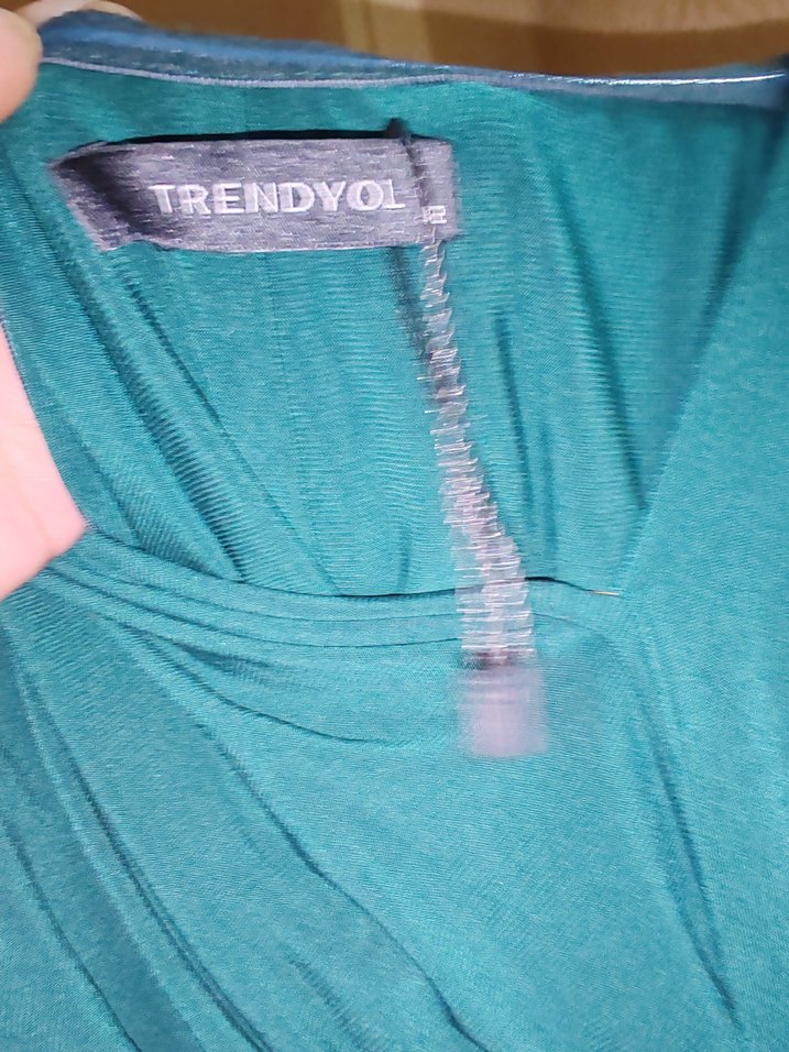 Lacivert Drapeli V Yaka Uzun Abiye Elbise - Görsel 2