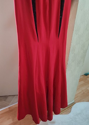 Straplez Kırmızı Gotik Uzun Abiye Elbise - Görsel 5