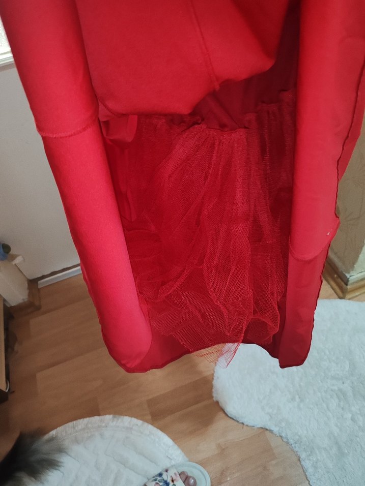 Straplez Kırmızı Gotik Uzun Abiye Elbise - Görsel 3