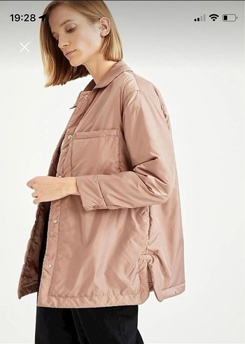 Pudra Midi Düğmeli Kadın Ceket - Görsel 3