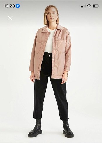 Pudra Midi Düğmeli Kadın Ceket - Görsel 2