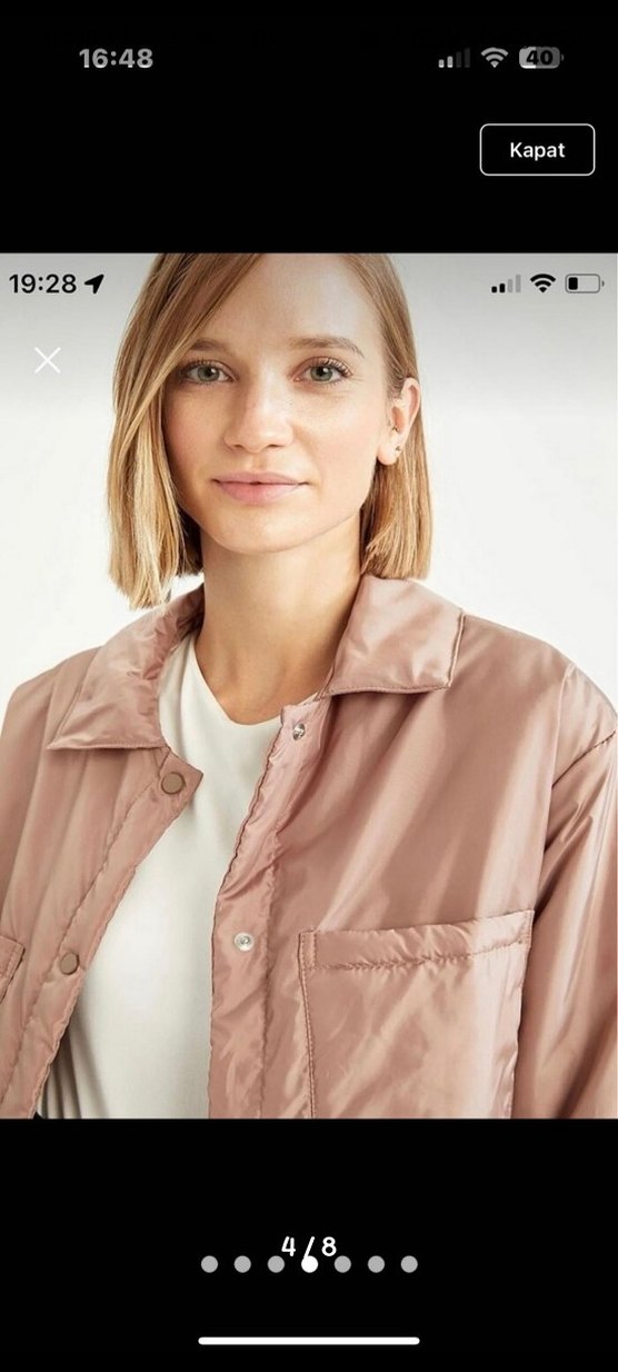 Pudra Midi Düğmeli Kadın Ceket - Görsel 4