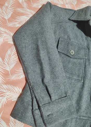 Gri Düğmeli Kadın Ceket - Görsel 5