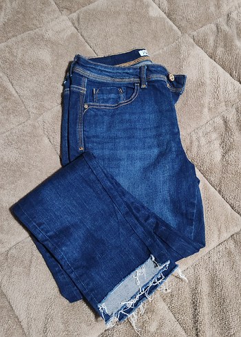 Zara Kadın Lacivert Baskılı Dar Kesim Denim Pantolon - Görsel 3