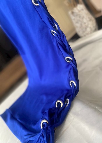 Mavi Askılı  Mini Elbise - Görsel 2