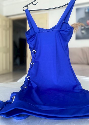 Mavi Askılı  Mini Elbise - Görsel 3