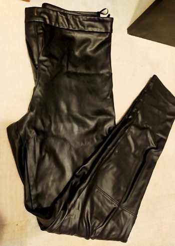 Siyah Parlak Deri Kadın pantolon - Görsel 3