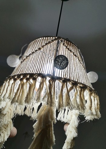 Bej Püsküllü Makrome Avize - Görsel 4