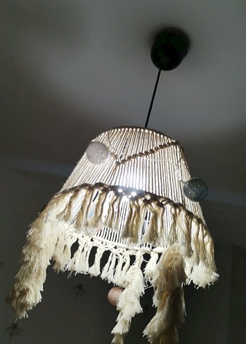 Bej Püsküllü Makrome Avize - Görsel 9