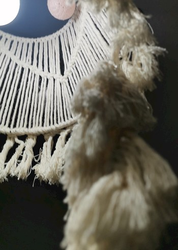 Bej Püsküllü Makrome Avize - Görsel 13