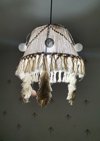 Bej Püsküllü Makrome Avize - Görsel 3