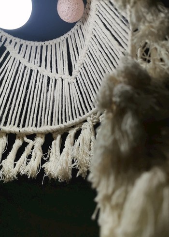 Bej Püsküllü Makrome Avize - Görsel 12