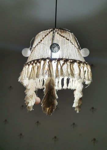 Bej Püsküllü Makrome Avize - Görsel 2