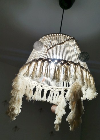 Bej Püsküllü Makrome Avize - Görsel 10