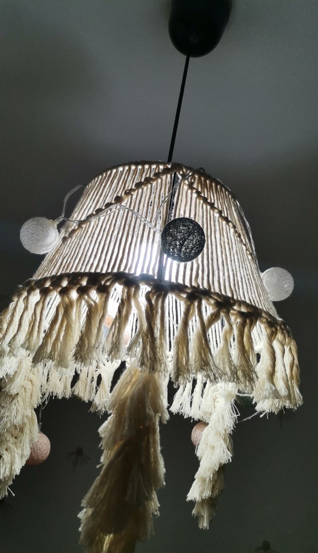 Bej Püsküllü Makrome Avize - Görsel 4