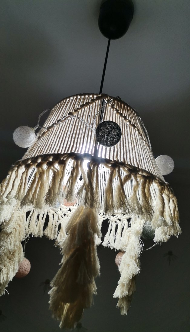 Bej Püsküllü Makrome Avize - Görsel 5