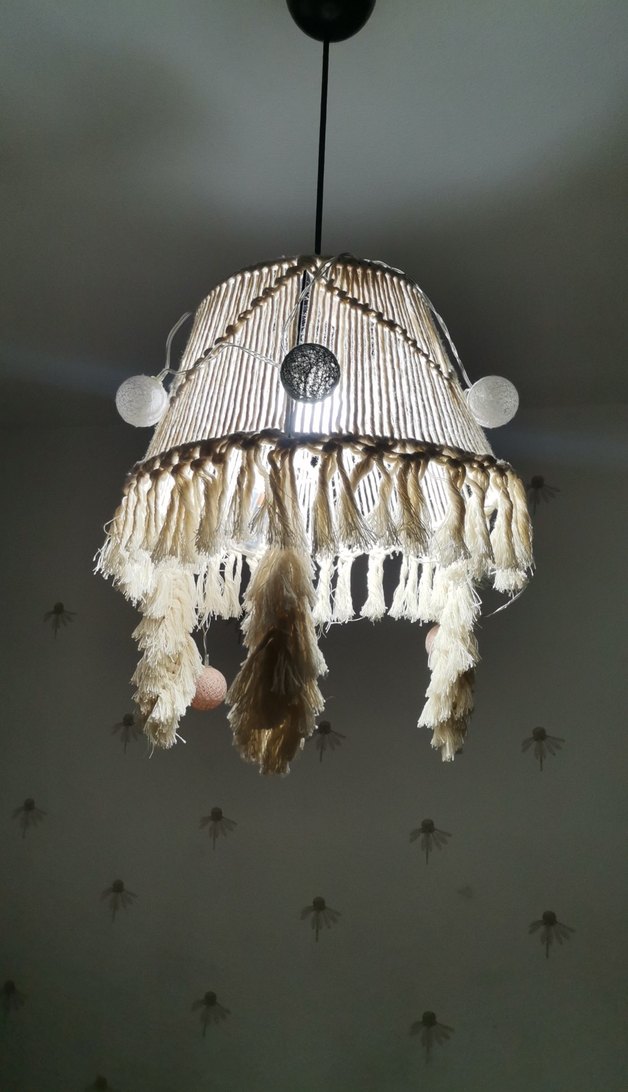 Bej Püsküllü Makrome Avize - Görsel 3