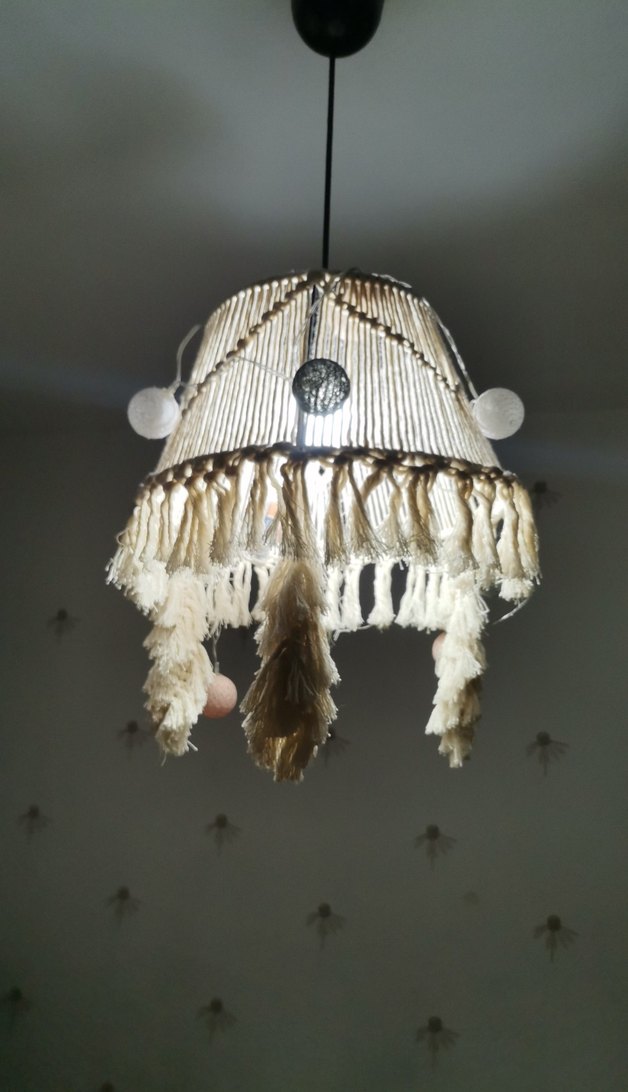 Bej Püsküllü Makrome Avize - Görsel 2