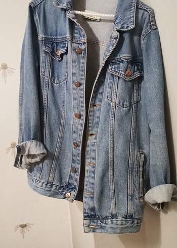 Kadın Mavi Denim Ceket Düğmeli Salaş Kesim - Görsel 5