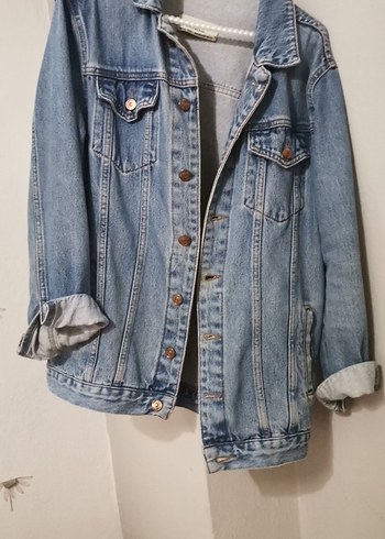 Kadın Mavi Denim Ceket Düğmeli Salaş Kesim - Görsel 2