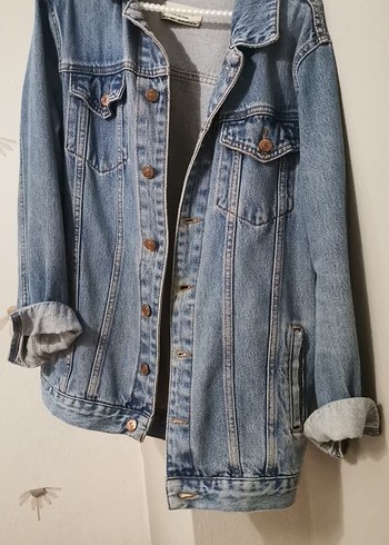 Kadın Mavi Denim Ceket Düğmeli Salaş Kesim - Görsel 8