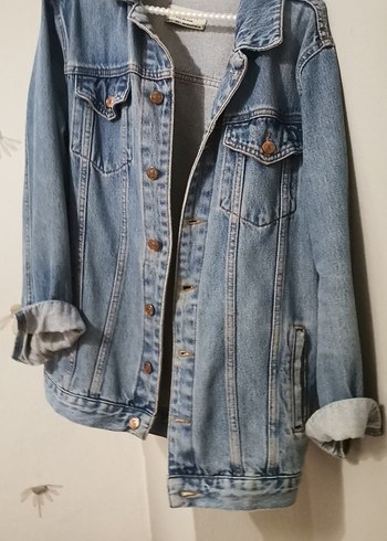 Kadın Mavi Denim Ceket Düğmeli Salaş Kesim - Görsel 9