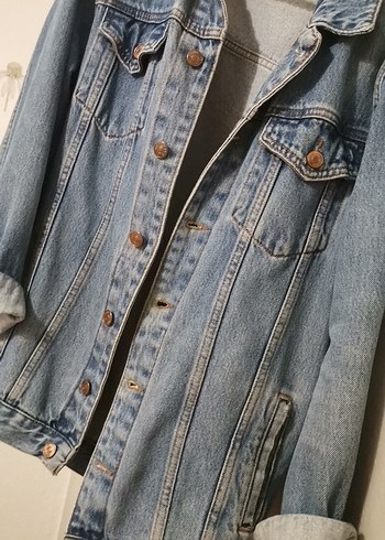 Kadın Mavi Denim Ceket Düğmeli Salaş Kesim - Görsel 11