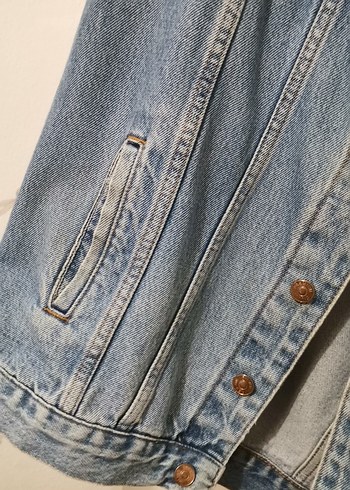 Kadın Mavi Denim Ceket Düğmeli Salaş Kesim - Görsel 3