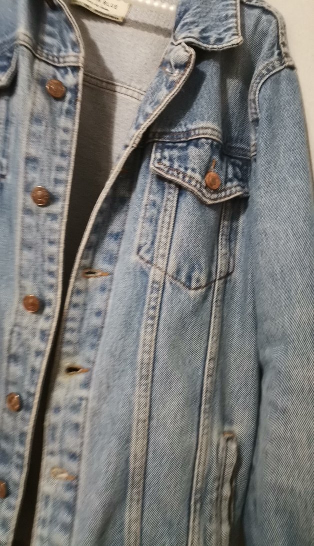 Kadın Mavi Denim Ceket Düğmeli Salaş Kesim - Görsel 4