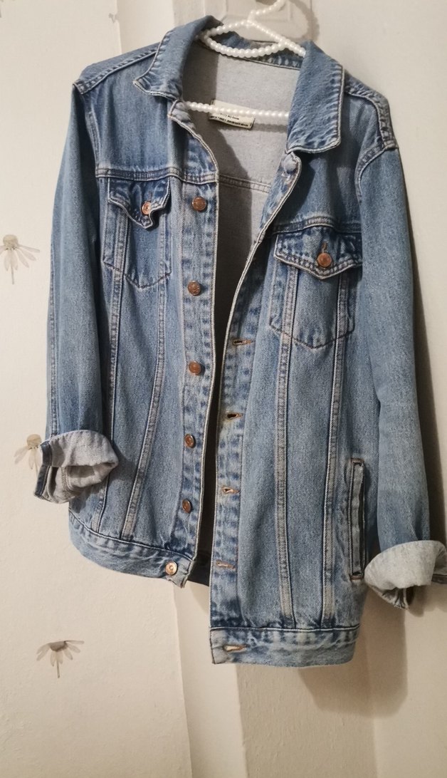 Kadın Mavi Denim Ceket Düğmeli Salaş Kesim - Görsel 5