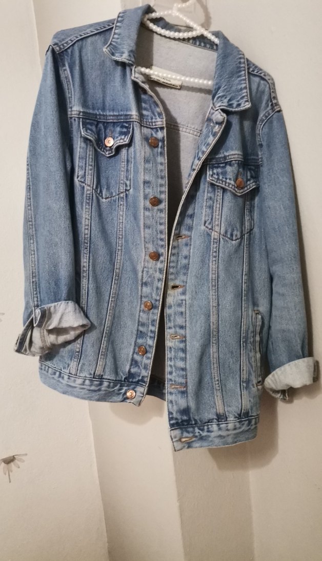 Kadın Mavi Denim Ceket Düğmeli Salaş Kesim - Görsel 2