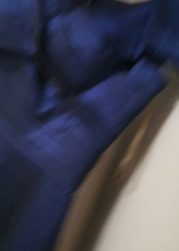 Parlak pafta kumaş Lacivert Kadın Uzun Abiye Elbise - Görsel 5