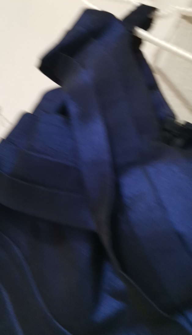 Parlak pafta kumaş Lacivert Kadın Uzun Abiye Elbise - Görsel 4