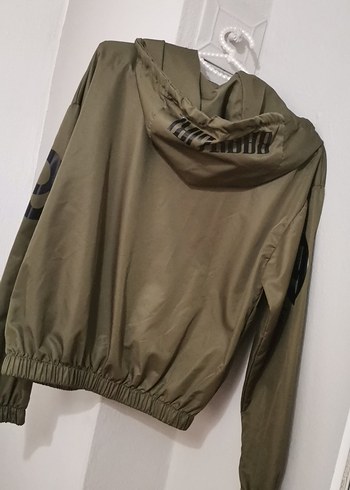 Kapüşonlu Haki Kadın Spor Ceket - Görsel 8