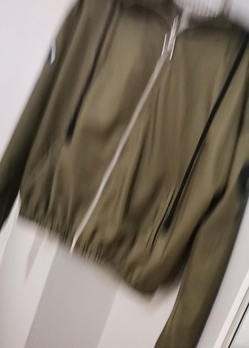 Kapüşonlu Haki Kadın Spor Ceket - Görsel 4