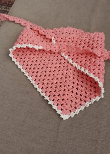 Diğer Dantel Detaylı Pembe Örgü bandana