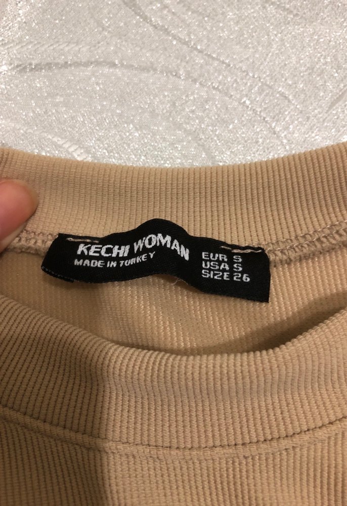 Bej Kısa Kollu Crop Top - Görsel 2