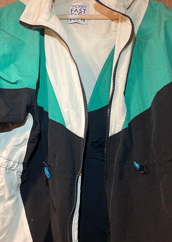 Fermuarlı Yeşil kadın Kapüşonlu Rüzgarlık - Görsel 2