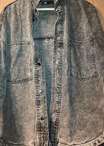 Gri Düğmeli Kadın Denim Ceket m beden pantolon 40 l beden - Görsel 5