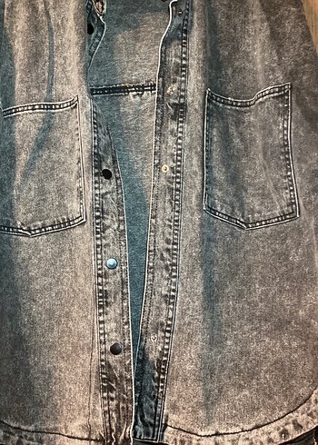 Gri Düğmeli Kadın Denim Ceket m beden pantolon 40 l beden - Görsel 2