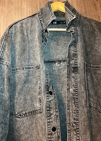 Gri Düğmeli Kadın Denim Ceket m beden pantolon 40 l beden - Görsel 3
