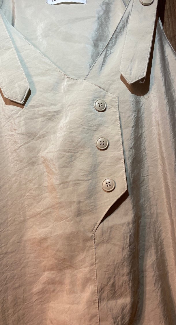 Bej Keten Uzun Askılı Elbise touche m beden bej rengi - Görsel 3