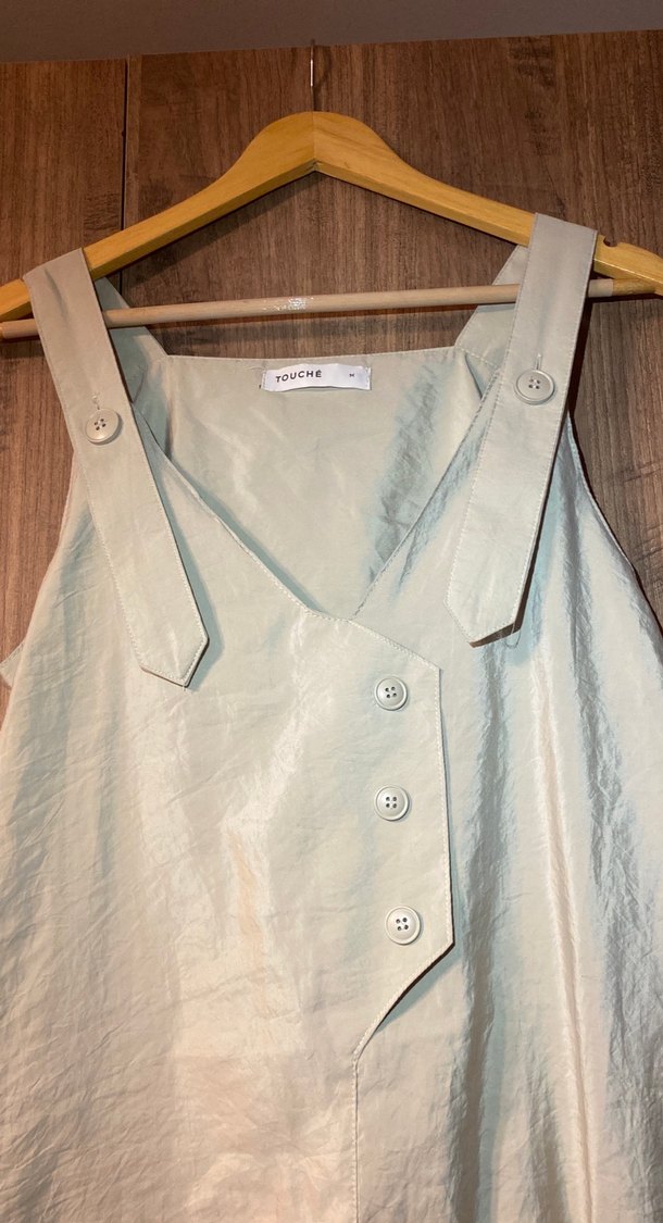 Bej Keten Uzun Askılı Elbise touche m beden bej rengi - Görsel 2