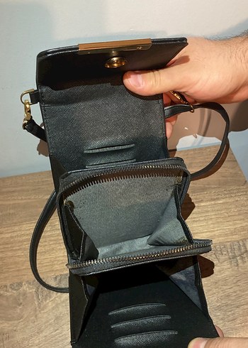 Siyah Deri Kadın Omuz Çantası - Görsel 5